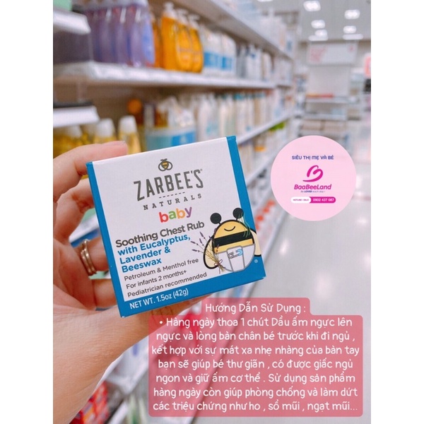 Dầu bôi ấm ngực Zarbee Naturals Baby 42g cho bé - BAAEELAND