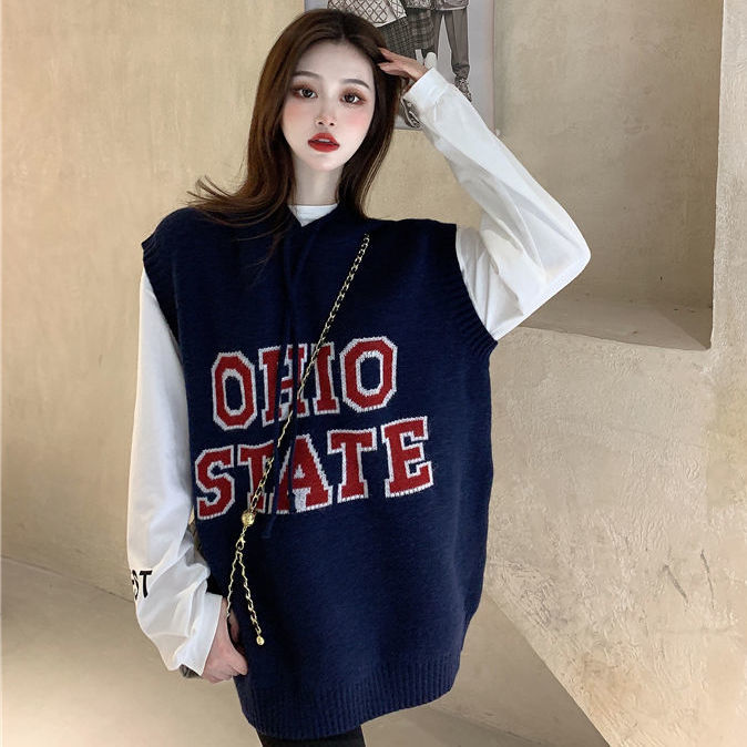 Áo hoodie dệt kim dáng rộng thời trang Hàn Quốc dành cho nữ