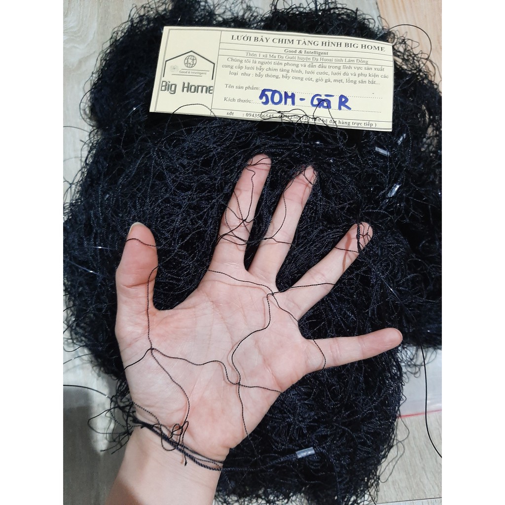 Lưới bẫy gà rừng dài 50m cao 5m mắt lỗ 12cm hàng thái lan có chống gió và bấm chì , đã nhuộm màu đen tàng hình
