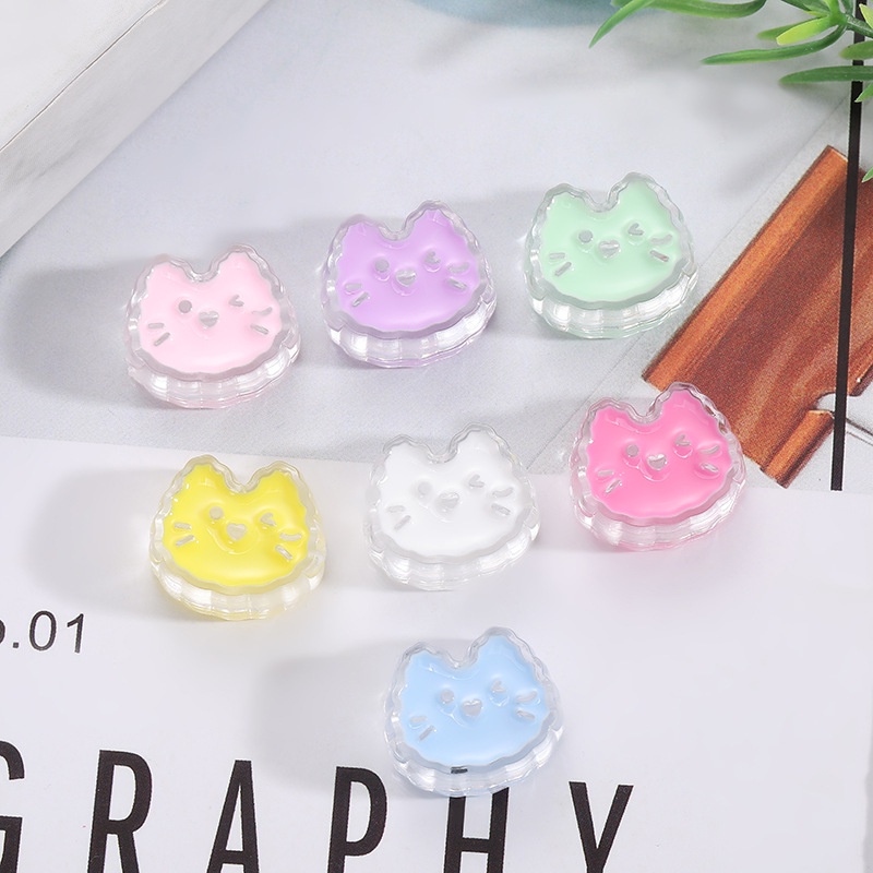 Set 5 Mặt Vòng cổ Hình Mèo Tráng Men Trong Suốt DIY