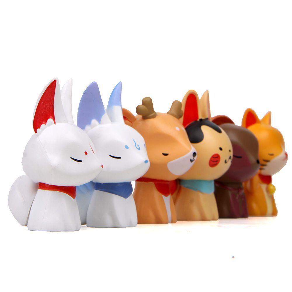 Set 6 Mô Hình Mèo / Cáo / Mèo Mini Trang Trí Vườn Nhà