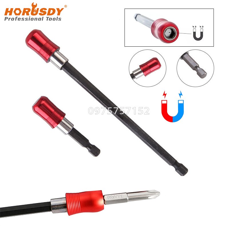 Bộ 2 đầu nối dài vặn vít có khóa gài chống rớt cao cấp HORUSDY Australia chân lục giác đầu nối vít có nam châm