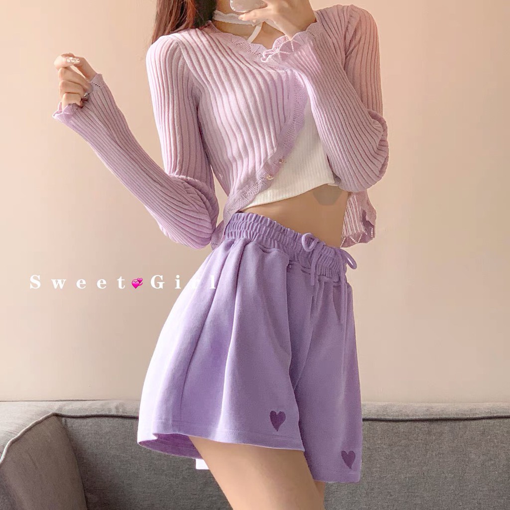 [Q013] Quần đùi nữ cotton in hình tim, quần short nữ siêu hot