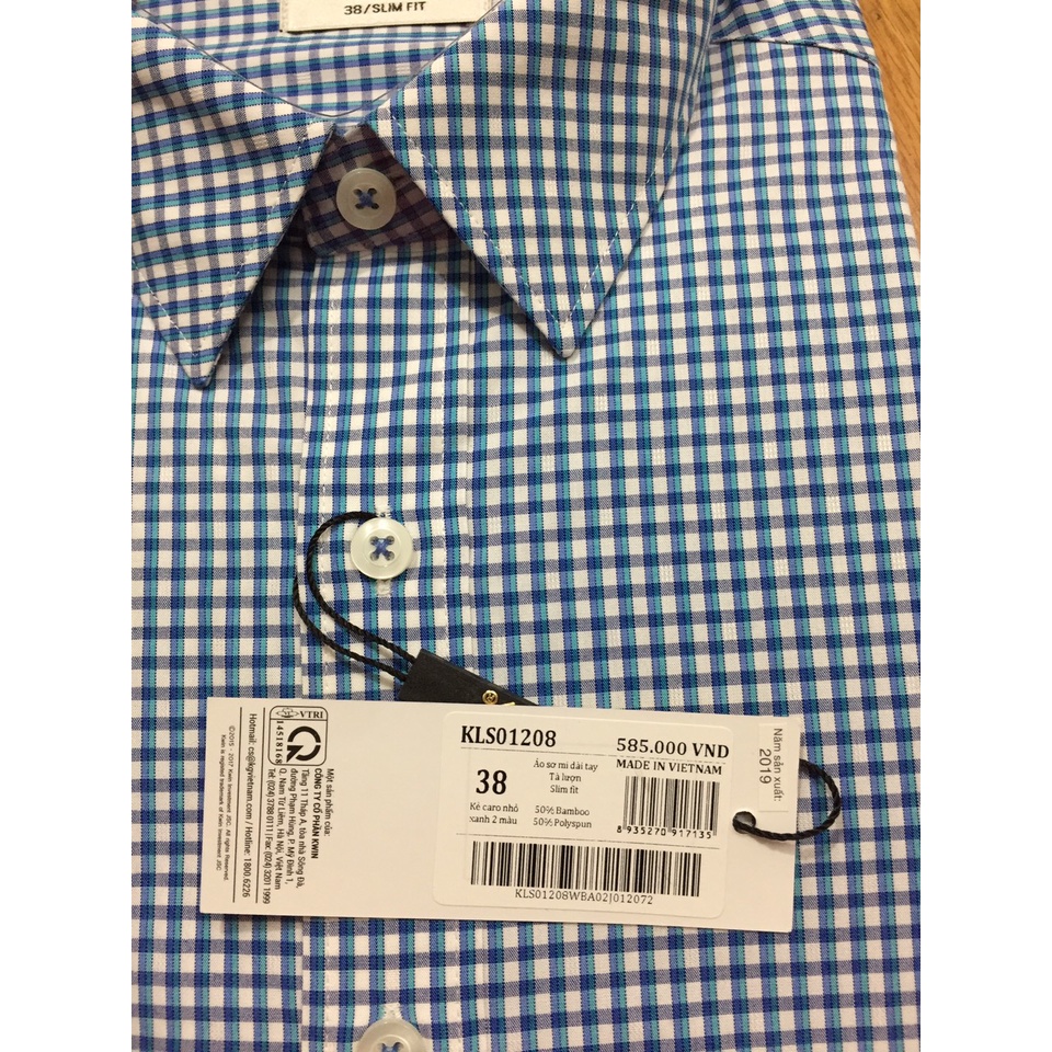 Áo sơ mi nam dài tay KWIN KLS01208 dáng slimfit, chất liệu bamboo sợi tre