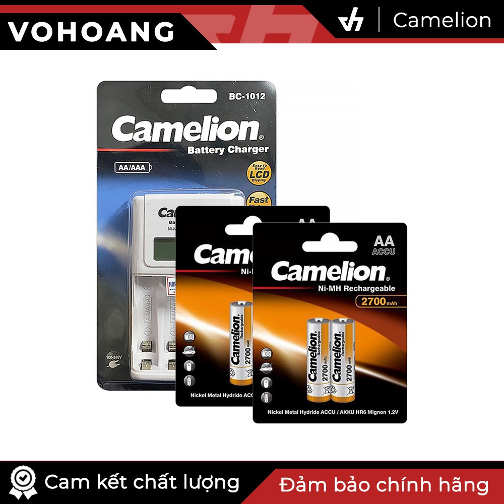 Sạc Camelion 1012 kèm 4 pin AA 2700mAh mẫu mới, tự ngắt sạc