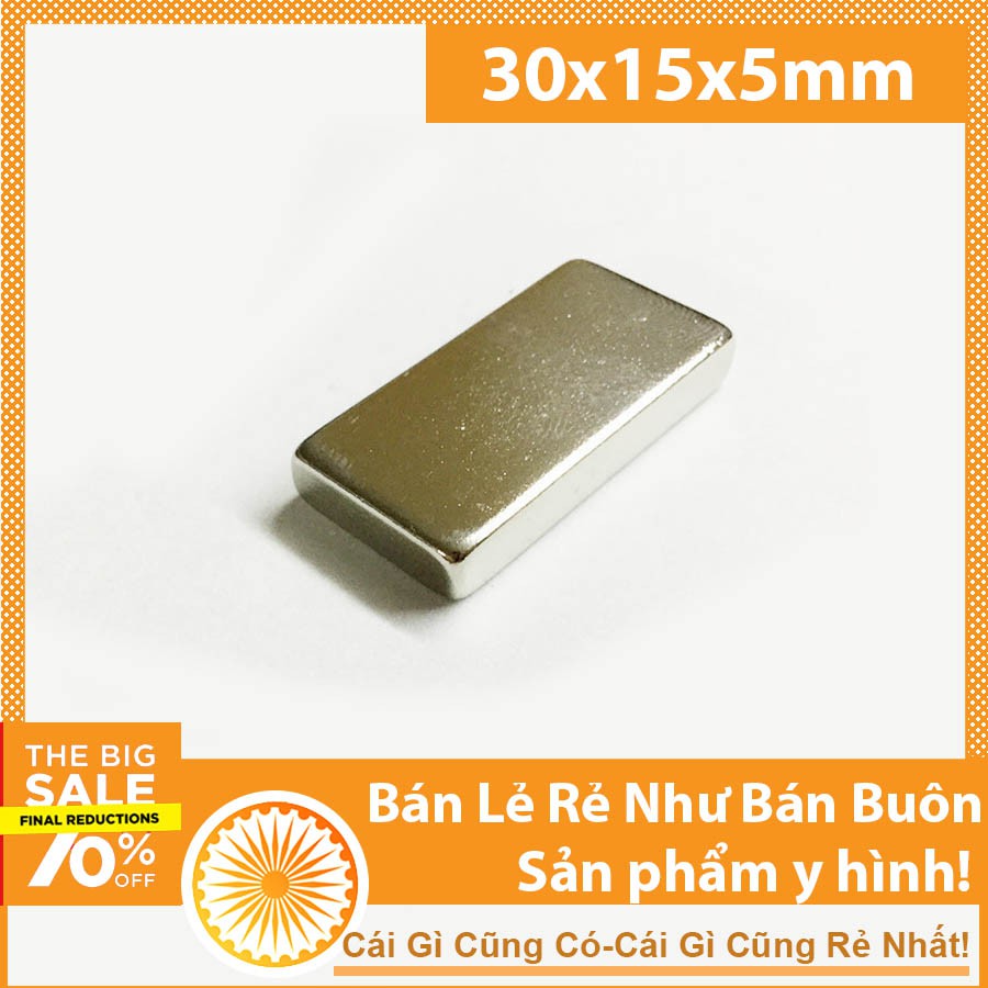 Nam châm đất hiếm 30x15x5mm siêu mạnh N35