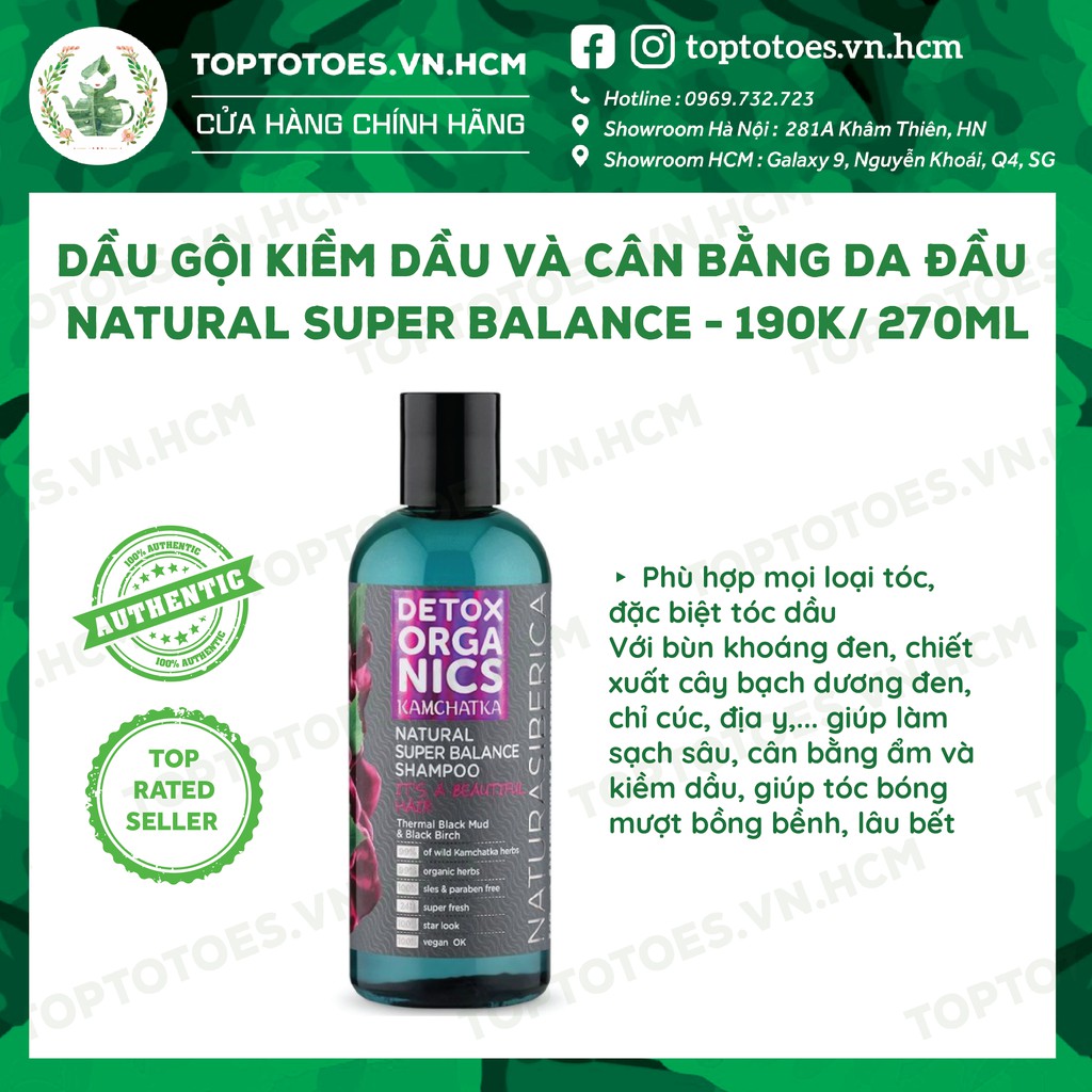 [Date SALE] Gội xả thảo mộc Natura Siberica Detox Organics cấp nước/cân bằng da đầu, cho tóc tơi mượt, bồng bềnh