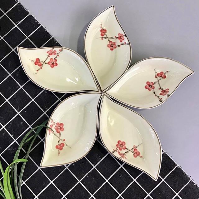 Set đĩa hoa trang trí món ăn gốm Bát Tràng (Chọn mẫu)