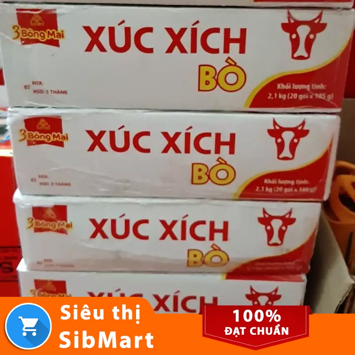 Xúc xích bò 3 bông mai tiệt trùng Vissan 105g (5 cây) - Siêu Thị SibMart - SB0036