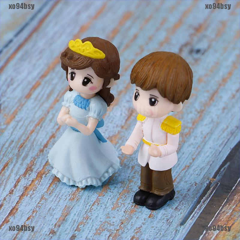 [xo94bsy]1set Prince Princess Couple DIY Mini Miniature Figurine Garden Micro La