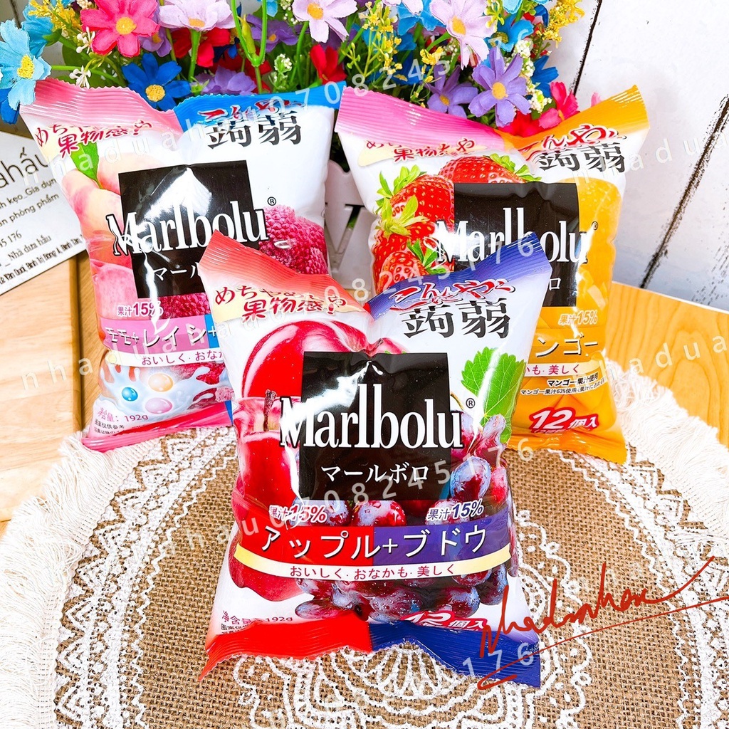 Một gói thạch pudding mix vị trái cây Marlbolu Nhật Bản thơm ngon mát lạnh gói 192gam