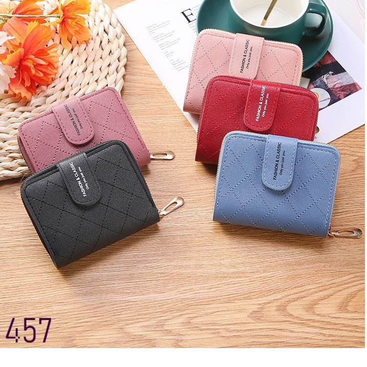 VÍ NGẮN NỮ CẦM TAY SIÊU CẤP 457 CARO FASHION AND CLASSIC SIÊU DỄ THƯƠNG