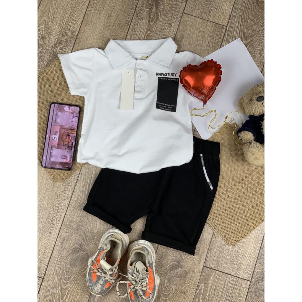 Quần áo bé trai, 9-22 kg, Set Polo basic quần Jean cho bé trai sành điệu hàng chuẩn size  hongvybaby NW