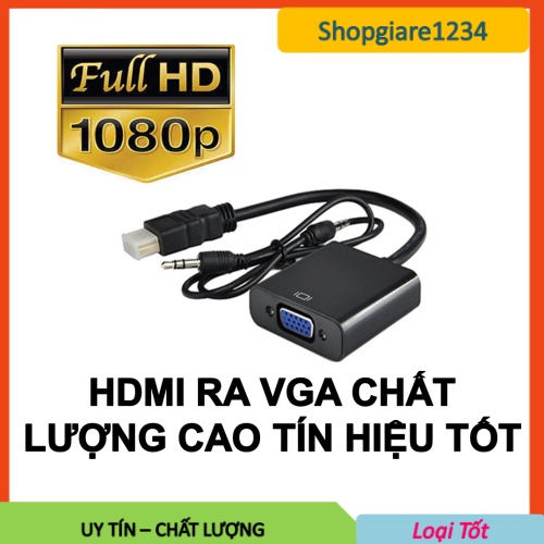 Cáp Chuyển HDMI Ra VGA chất lượng cao Full HD- Cáp HDMI to VGA có Audio