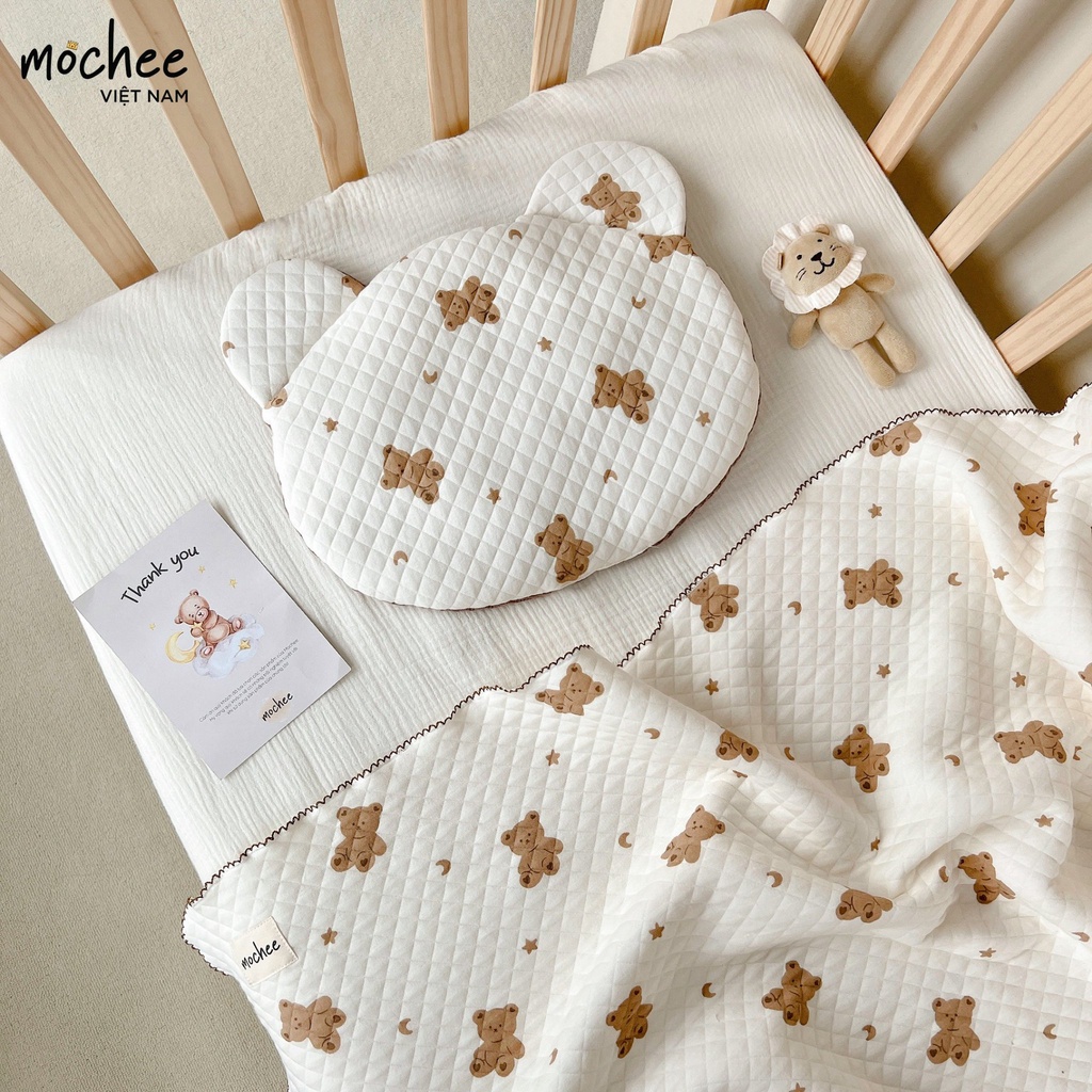 MOCHEE - Set Bộ Chăn, Gối Đầu, Gối Chặn, Gối Ôm, Chăn Ủ Cho Bé Màu Sắc Hàn Quốc Siêu Xinh