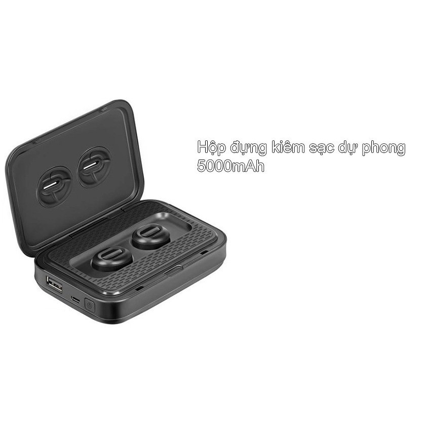 Tai Nghe Promate PowerBeat Bluetooth Không Dây  Kiêm Sạc Dự Phòng 5000mAh - Hàng Chính Hãng