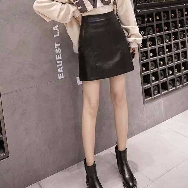 Chân váy da PU lưng cao thời trang mới | BigBuy360 - bigbuy360.vn