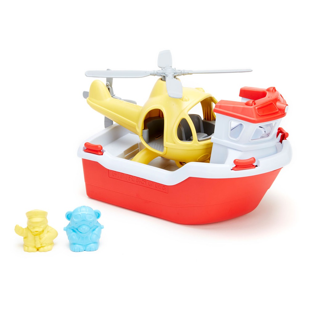 Bộ đồ chơi tàu cứu hộ và trực thăng Green Toys