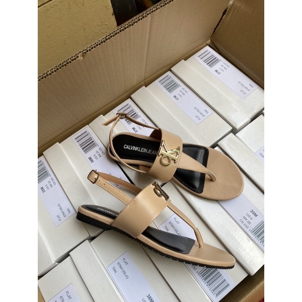 Giày sandal quai kẹp CK da thật xuất khẩu