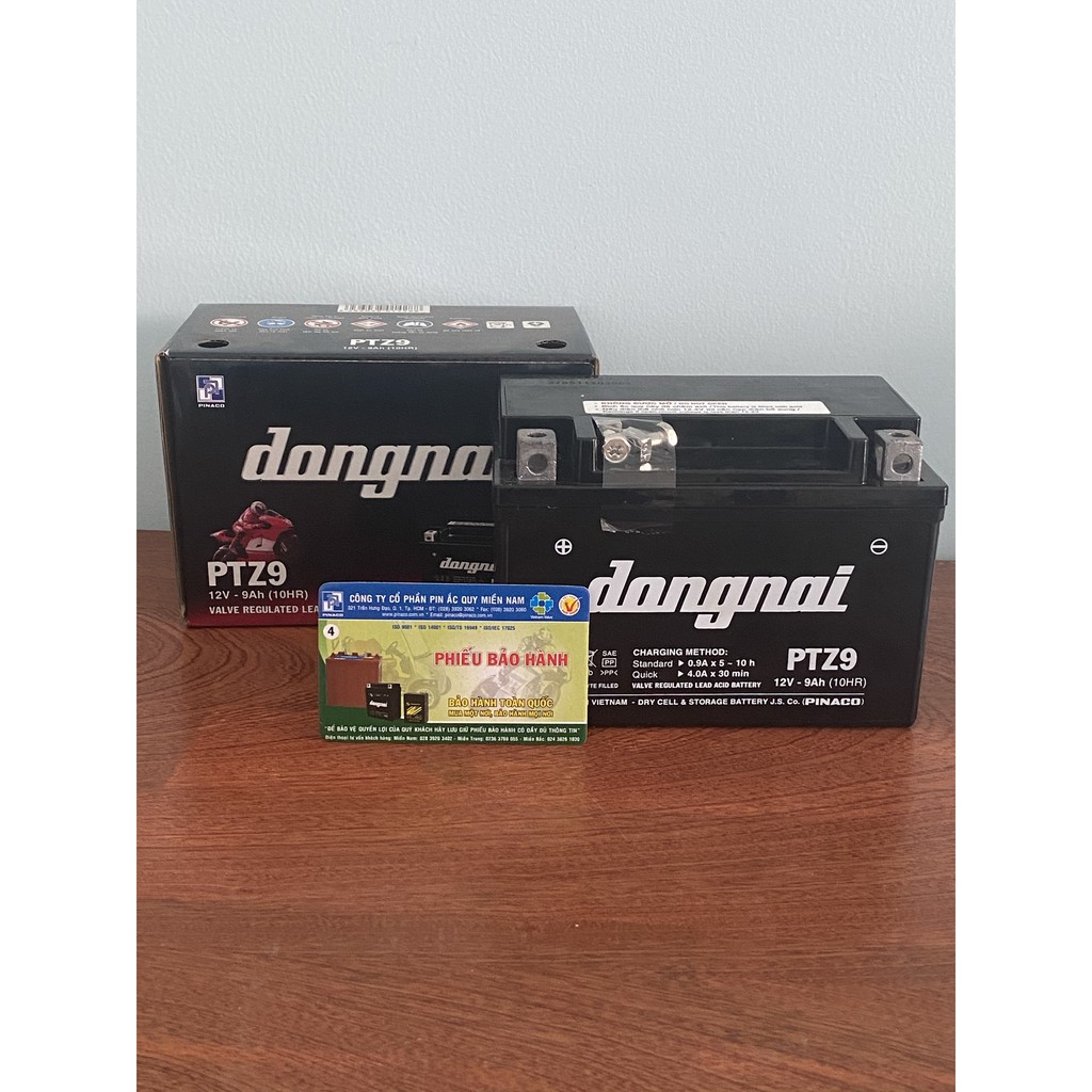 Bình ắc quy 12V Đồng Nai PTZ9, 12V - 9Ah dùng cho Honda Spacy, SYM Attila