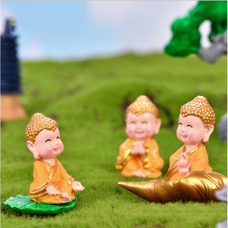 KHO-HN * Mô hình Phật Tam Tạng với lá Bồ Đề trang trí tiểu cảnh, làm quà lưu niệm, cầu may mắn bình an