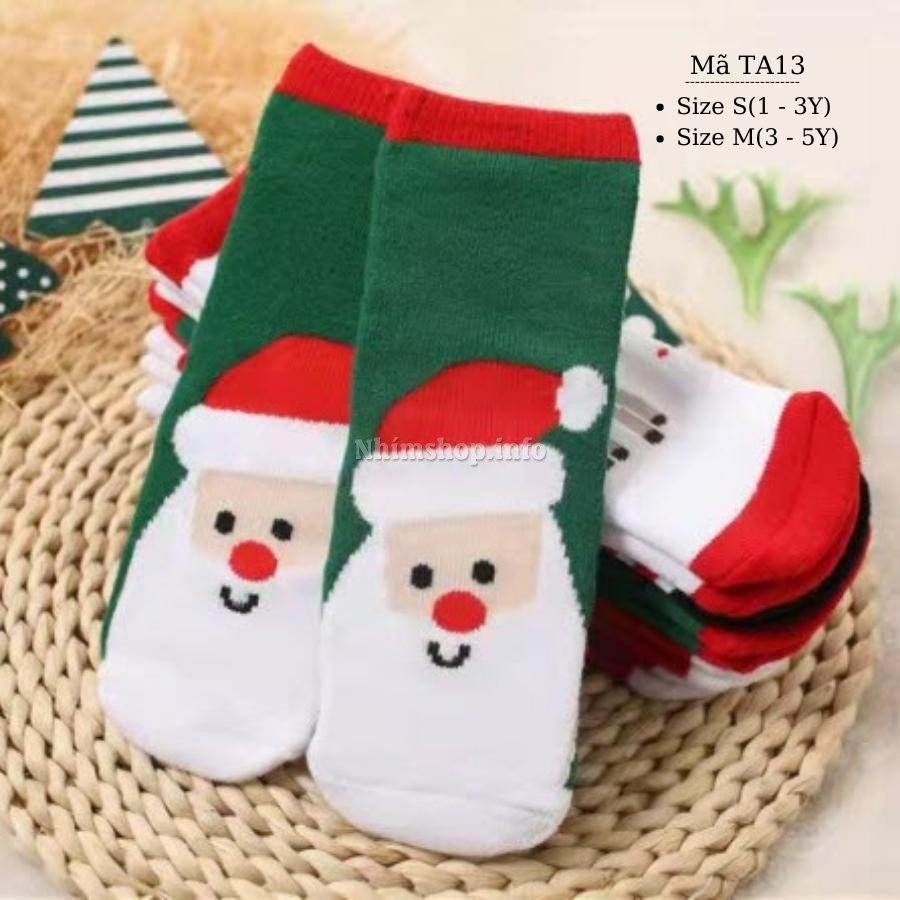 Tất trẻ em cao cổ cho bé trai bé gái hình Noel giáng sinh đỏ trắng xanh cotton mềm kháng khuẩn 1 - 5 tuổi TA13