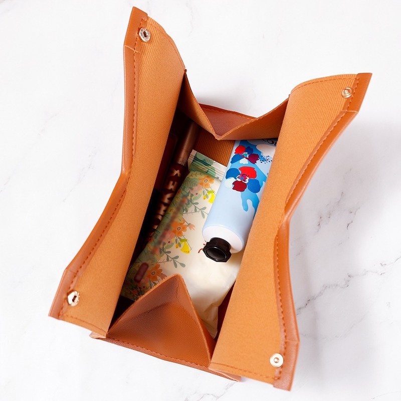 Hộp Đựng Khăn Giấy Bằng Da PU Đa Năng Hình Chữ V Phong Cách Bắc Âu Chống Thấm Nước Tiện Dụng