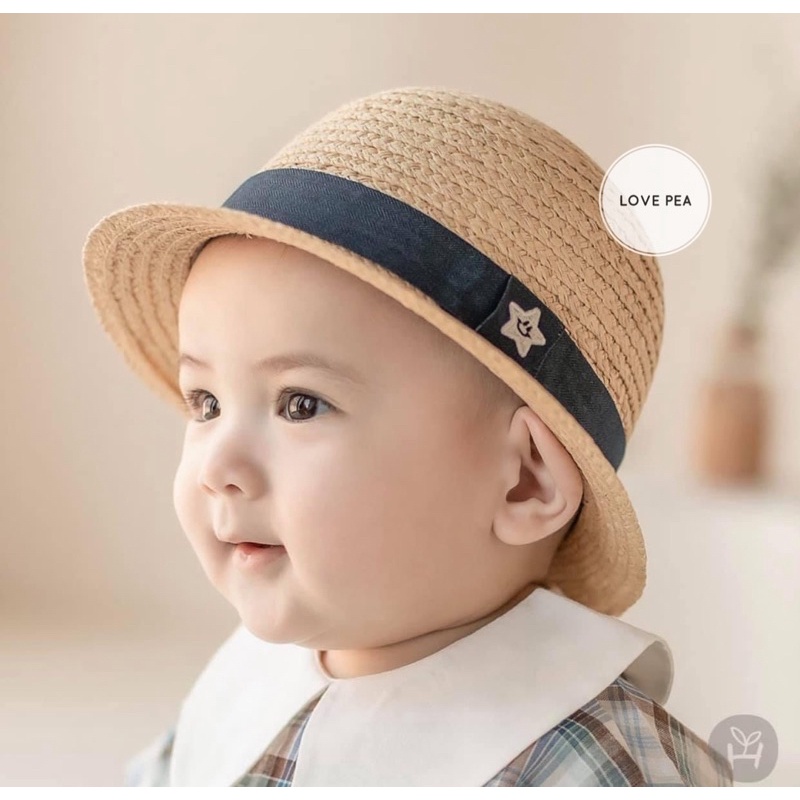Mũ cói vành tròn Happy Price🇰🇷 cho bé trai và bé gái