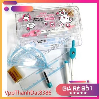 (Sale) (hộp nhựa) Bộ eke - thước kẻ - compa 9001