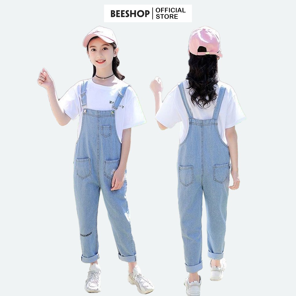 Yếm bò cho bé gái Đầm Jean cao cấp bigsize Beeshop D20221