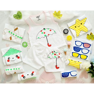 Combo 5 bộ quần đùi áo ba lỗ họa tiết SAO, Ô CHE, NGÔI NHÀ, ĐỒ VẬT NGỘ NGHĨNH cho bé từ 3-14kg