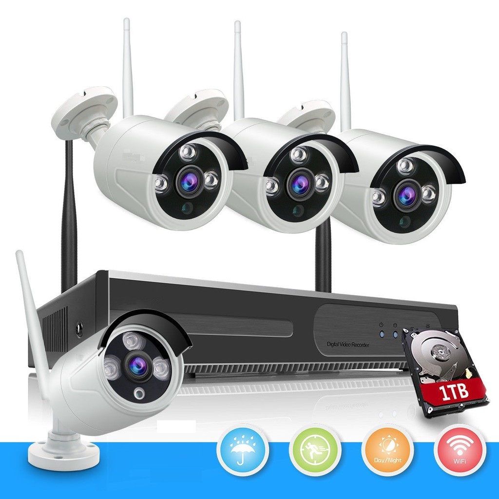 Bộ 4 Camera WIFI XMEYE 1080P + Đầu Ghi NVR HD + Tặng Ổ Cứng Lưu Trữ 1TB