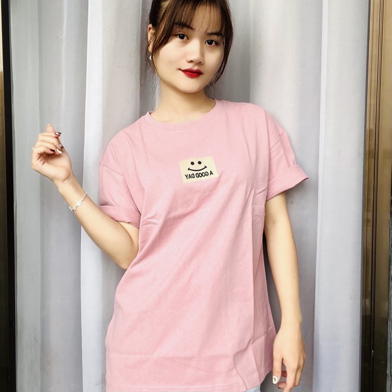 Áo phông nữ, áo thun nữ form rộng cotton cao cấp MẶT CƯỜI freesize<65kg | BigBuy360 - bigbuy360.vn