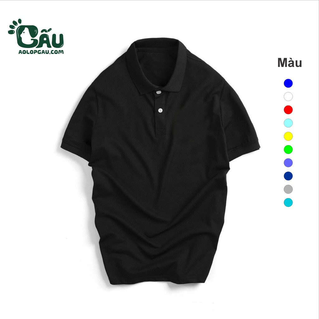 Áo thun Polo GẤU 194 Trơn Unisex vải cá sấu mè Poly co dãn 4 chiều dày dặn form gerular fit