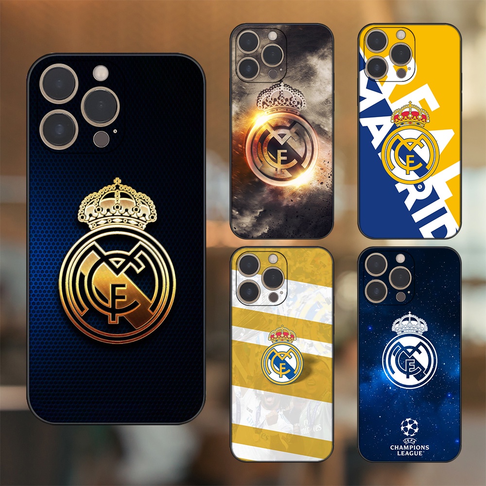 Ốp lưng iPhone 13 Pro dẻo đen cạnh vuông in hình Real Madrid