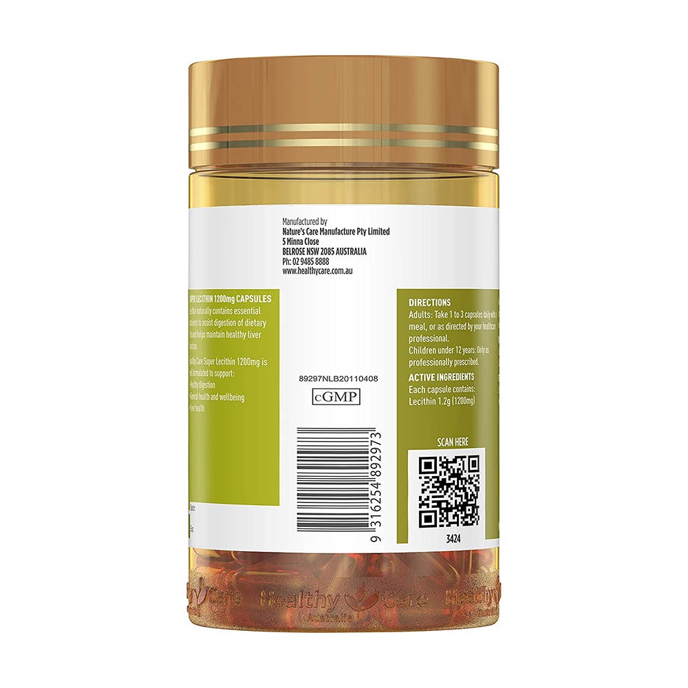 Viên uống Super Lecithin 1200mg 100 viên của Healthy Care Úc