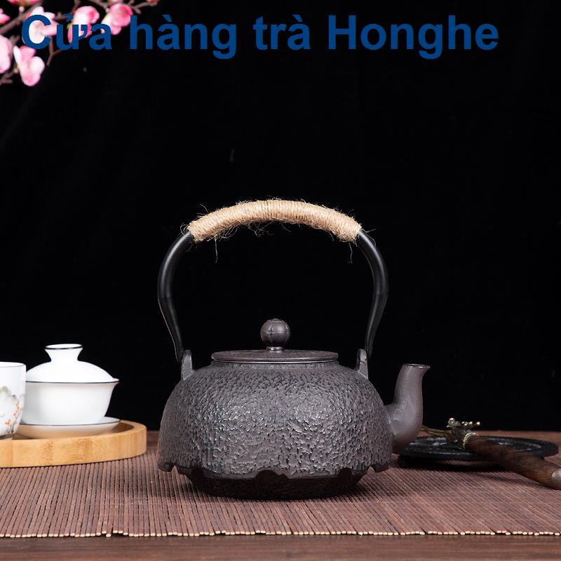 Ấm gang đôi có lưới pha trà cổ Nhật Bản, không tráng, đun nước, Bộ Kung Fu <