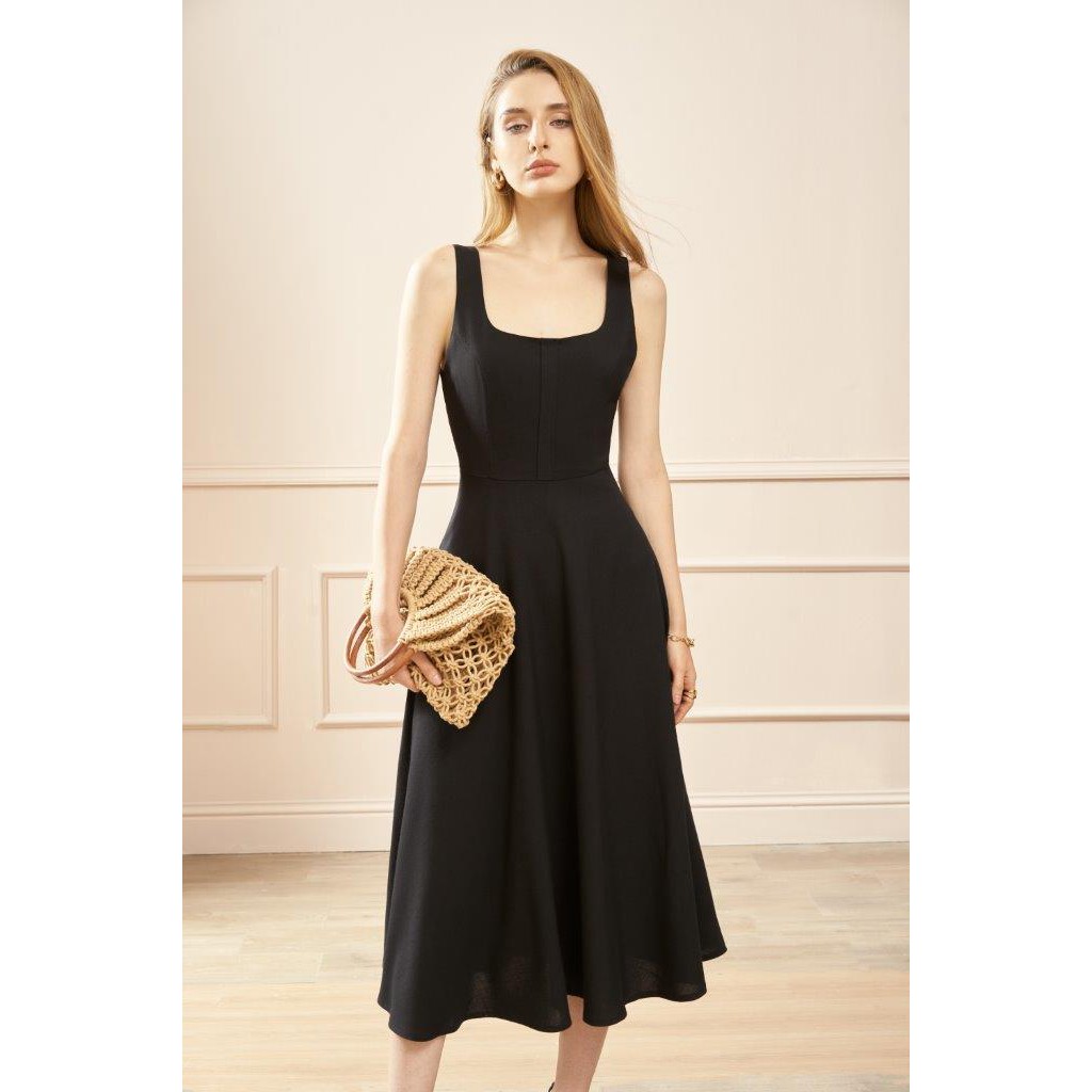 Đầm xòe dài ÀTOUS PAULINE 2 dây bản to sát nách chất liệu mềm nhẹ có lớp lót thiết kế thanh lịch nữ tính