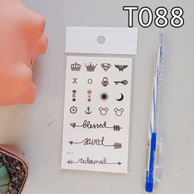 Hình xăm cao cấp t088. Xăm dán tatoo mini tạm thời, size &lt;10x6cm