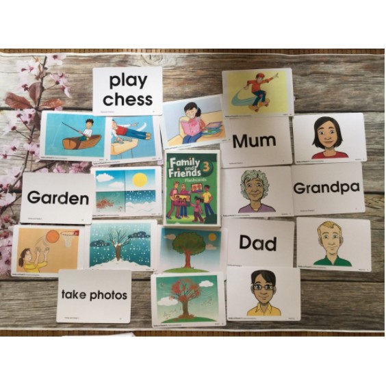 Flashcard Family and friends full level cho bé học tiếng anh dễ dàng ( khổ A5 in 2 mặt)