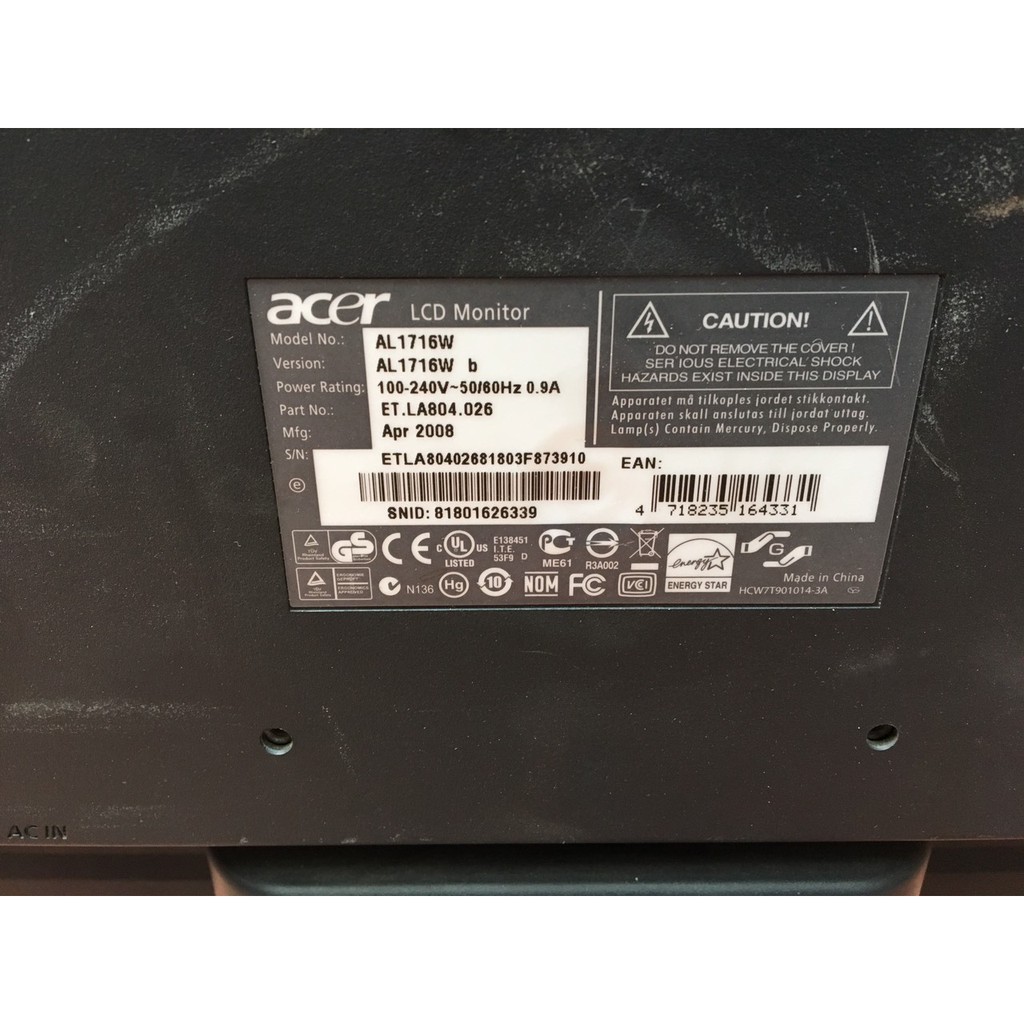 Thanh Lý màn PC Acer 17W hình chữ nhật đang sống ok có 1 điểm ố nhỏ | BigBuy360 - bigbuy360.vn