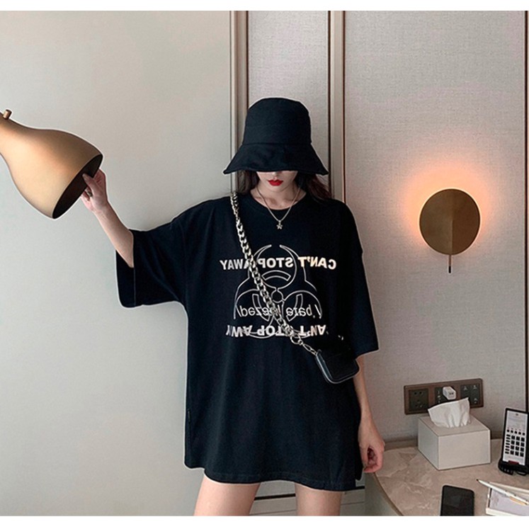 [GIÁ XẢ KHO] Váy nữ dáng oversize cổ tròn, họa tiết chữ phát sáng | BigBuy360 - bigbuy360.vn