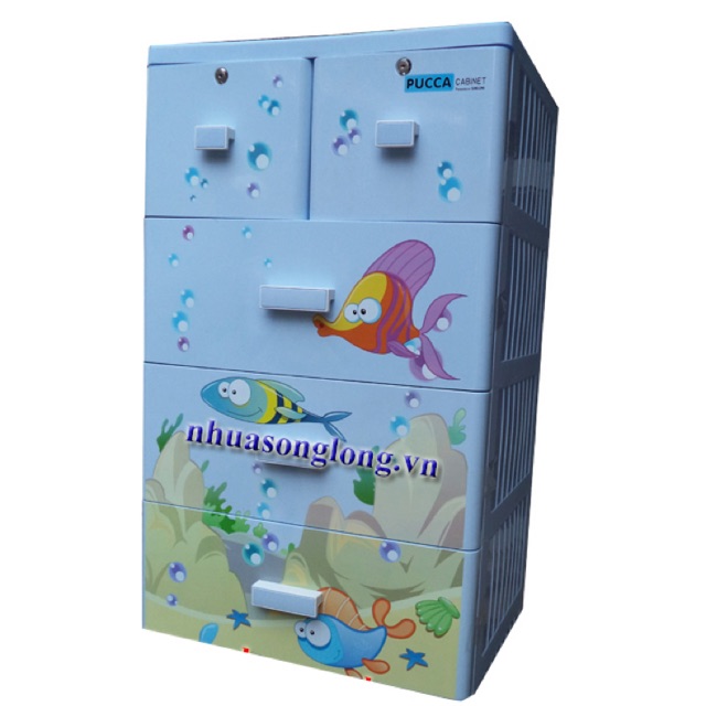 Tủ nhựa Song Long Pucca 4 tầng 5 ngăn- Giá rẻ thị trường ( Kích thước: 60x48x100cm)