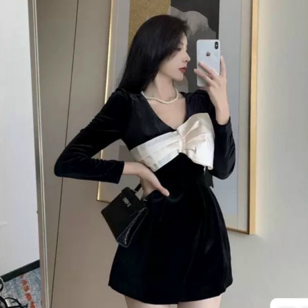 Jumpsuits nữ thiế kế nơ ngực cổ V sang chảnh chất nhung cao cấp HN Clothing J4 2 | WebRaoVat - webraovat.net.vn