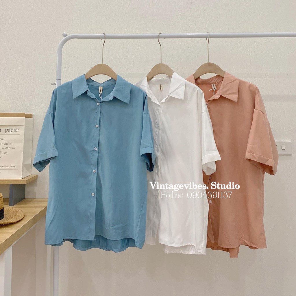 Áo sơ mi dáng rộng ngắn tay Ulzzang (hàng QC) - Ảnh thật cận chất