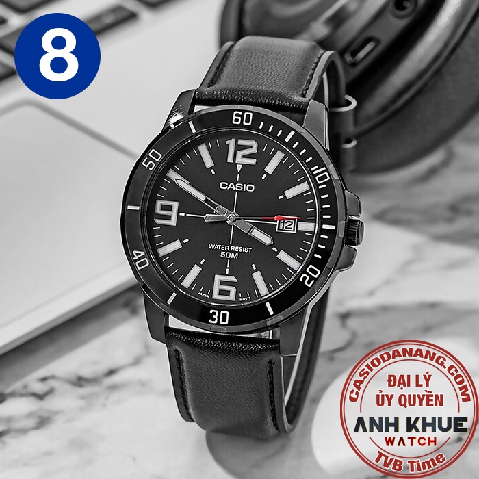 Đồng hồ nam dây da Casio chính hãng Anh Khuê MTP-VD01 Series (45mm)