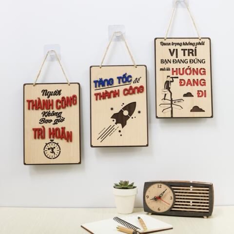 Bảng gỗ khẩu hiệu decor trang trí văn phòng, công ty, phòng làm việc tạo động lực và làm quà tặng