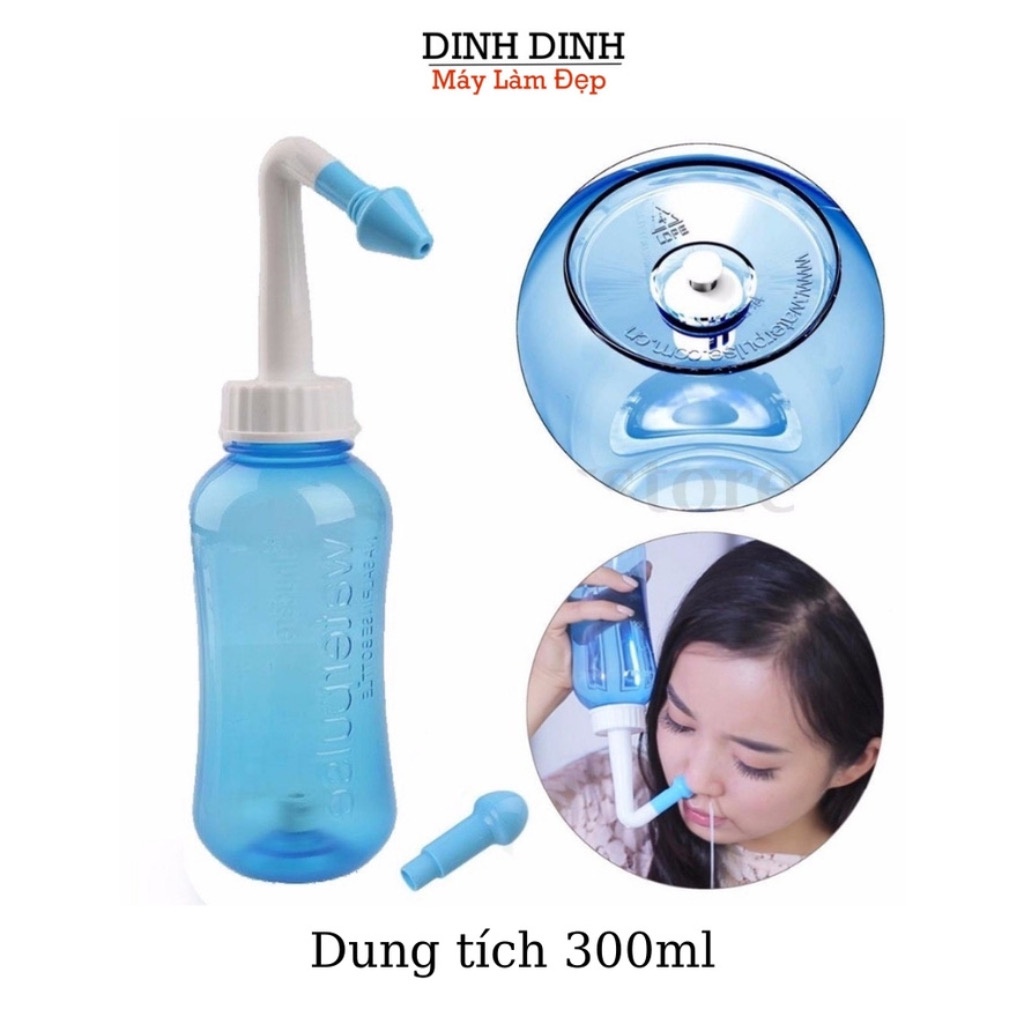 Combo bình rửa mũi và muối rửa mũi cho bé, người lớn Waterpulse, dụng cụ xịt rửa mũi Dinh Dinh ngăn ngừa viêm xoang