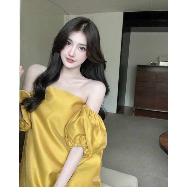 Áo trễ vai ống tay bo chun