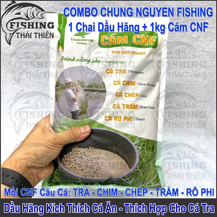 Combo 1kg Cám CNF, 1 Chai Dầu Hăng Kích Thích Cá Ăn Chung Nguyen Fishing Chuyên Dùng Câu Cá Tra Sông, Hồ Dịch Vụ